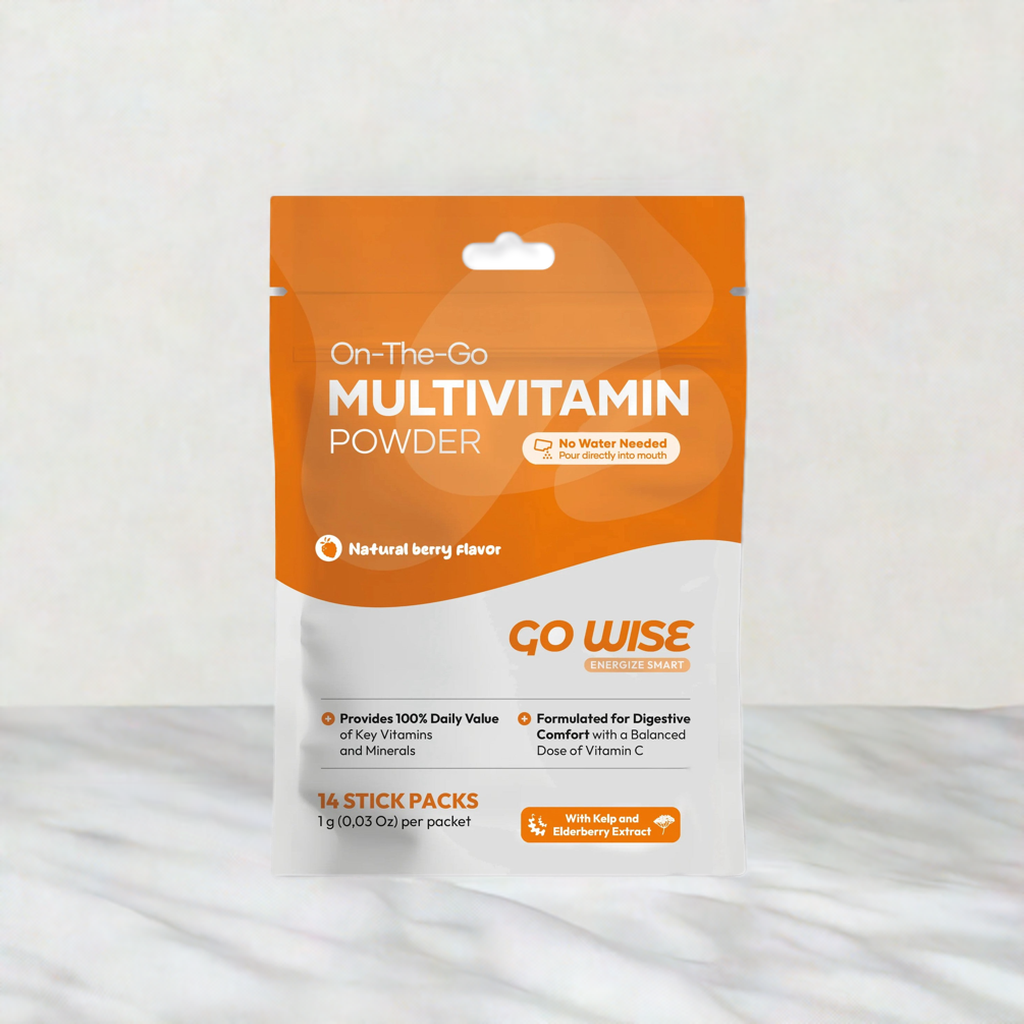 Go Wise - Multivitamin Powder Sticks - No water mixing required - Pour and Enjoy - 14 Sticks