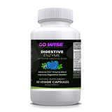 Go Wise Digestive Enzyme — 6-Enzyme Blend with Bromelain, Papain, Lipase, Lactase, Protease & Alpha-Galactosidase plus Lactobacillus Cultures — 60 Veggie Capsules