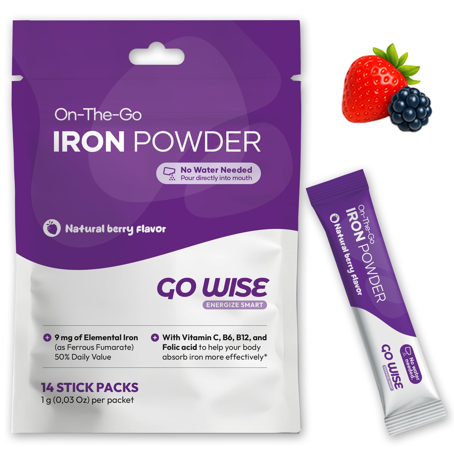 Go Wise - Iron Powder Sticks -  No water mixing required - Pour and Enjoy - 14  Sticks
