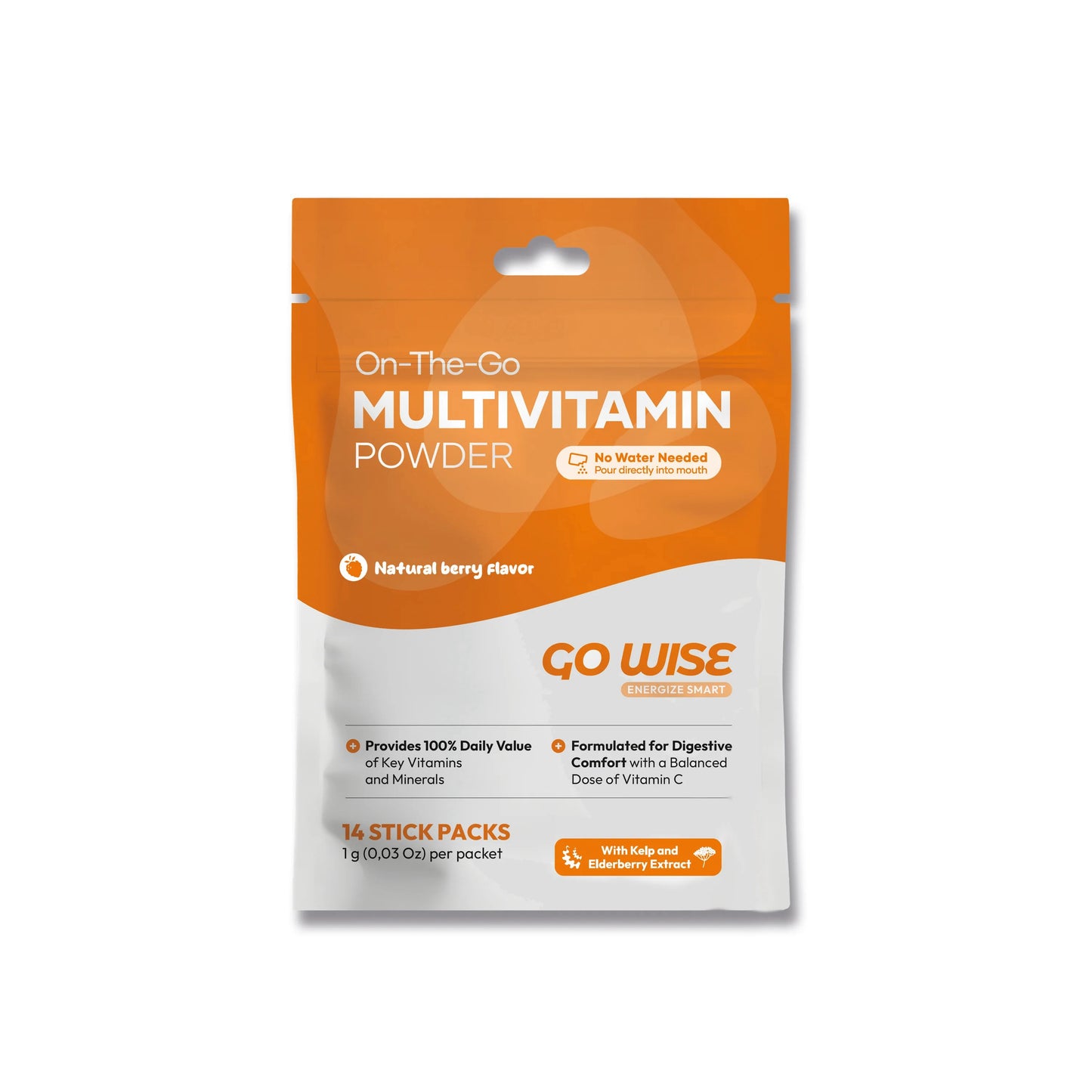Go Wise - Multivitamin Powder Sticks - No water mixing required - Pour and Enjoy - 14  Sticks