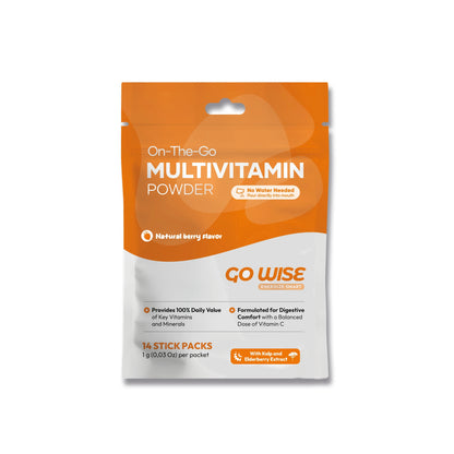 Go Wise - Multivitamin Powder Sticks - No water mixing required - Pour and Enjoy - 14  Sticks