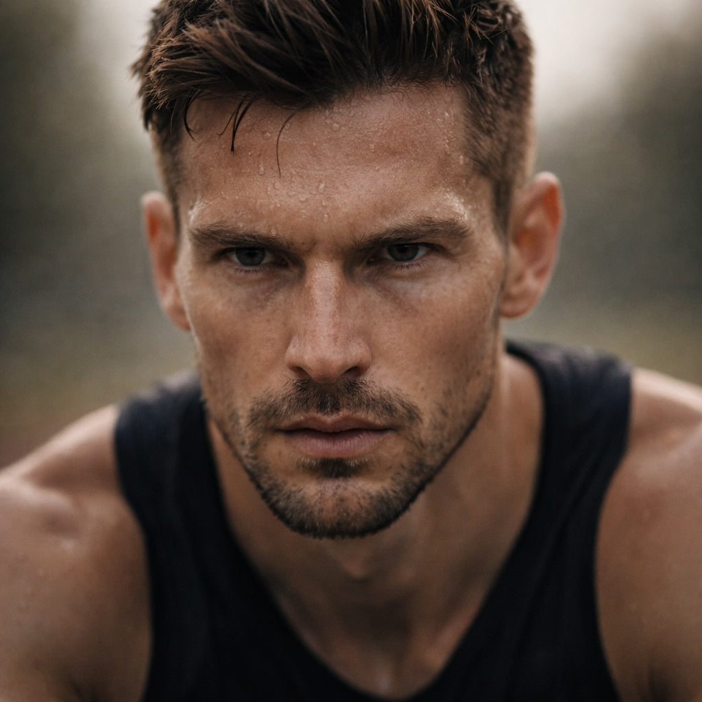 Man with a beard wearing a black tank top outdoors