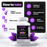 Go Wise B-12 Complex 2000mcg — Super B Complex with Folate, Biotin, B1, B2, B3, B5, B6 & Vitamin C for Energy & Focus — 