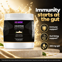 Go Wise Colostrum Plus Powder 2000mg — 400mg IgG, Bovine Lactoferrin & Marshmallow Root for Immune, Gut & Recovery Suppo
