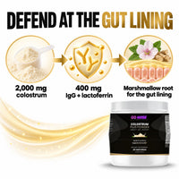 Go Wise Colostrum Plus Powder 2000mg — 400mg IgG, Bovine Lactoferrin & Marshmallow Root for Immune, Gut & Recovery Suppo