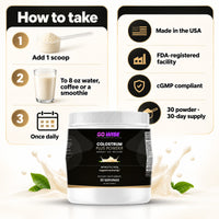 Go Wise Colostrum Plus Powder 2000mg — 400mg IgG, Bovine Lactoferrin & Marshmallow Root for Immune, Gut & Recovery Suppo