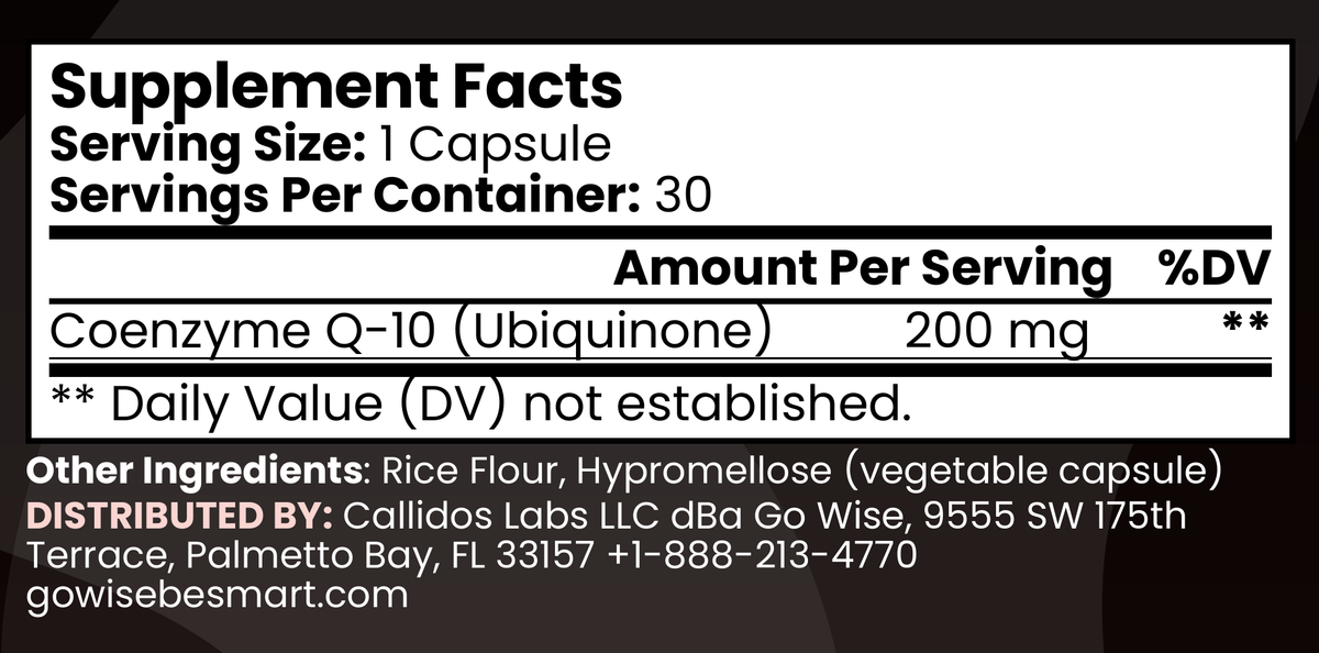 Go Wise CoQ10 Supplement Facts