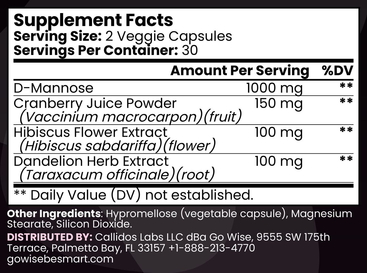 Go Wise D-Mannose Supplement Facts