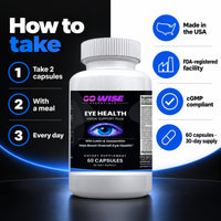 Go Wise Eye Health — Eye Vitamins with Lutein & Zeaxanthin, Bilberry, Eyebright, Zinc & Vitamins C and E for Visual Clar