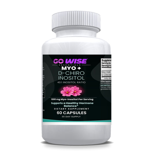 Go Wise Myo + D-Chiro Inositol 40:1 Ratio — 1000mg Myo-Inositol + 25mg Caronositol for Hormone Balance & Cycle Support —