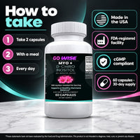 Go Wise Myo + D-Chiro Inositol 40:1 Ratio — 1000mg Myo-Inositol + 25mg Caronositol for Hormone Balance & Cycle Support —
