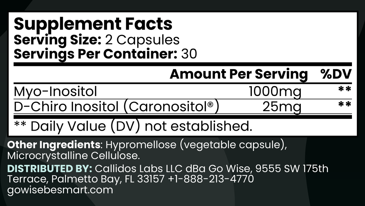 Go Wise Myo + D-Chiro Inositol Supplement Facts