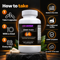 Go Wise Joint Flex — 1,500 mg Glucosamine with Chondroitin, Boswellia, Turmeric & MSM — Joint Mobility Support — 60 Caps