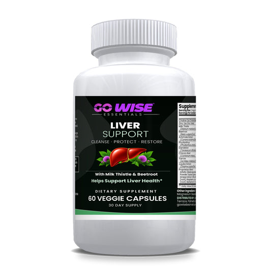 Go Wise Liver Support — Milk Thistle, Artichoke, Dandelion Root & Beetroot with Choline & Zinc — 60 Veggie Capsules