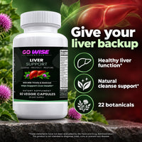 Go Wise Liver Support — Milk Thistle, Artichoke, Dandelion Root & Beetroot with Choline & Zinc — 60 Veggie Capsules