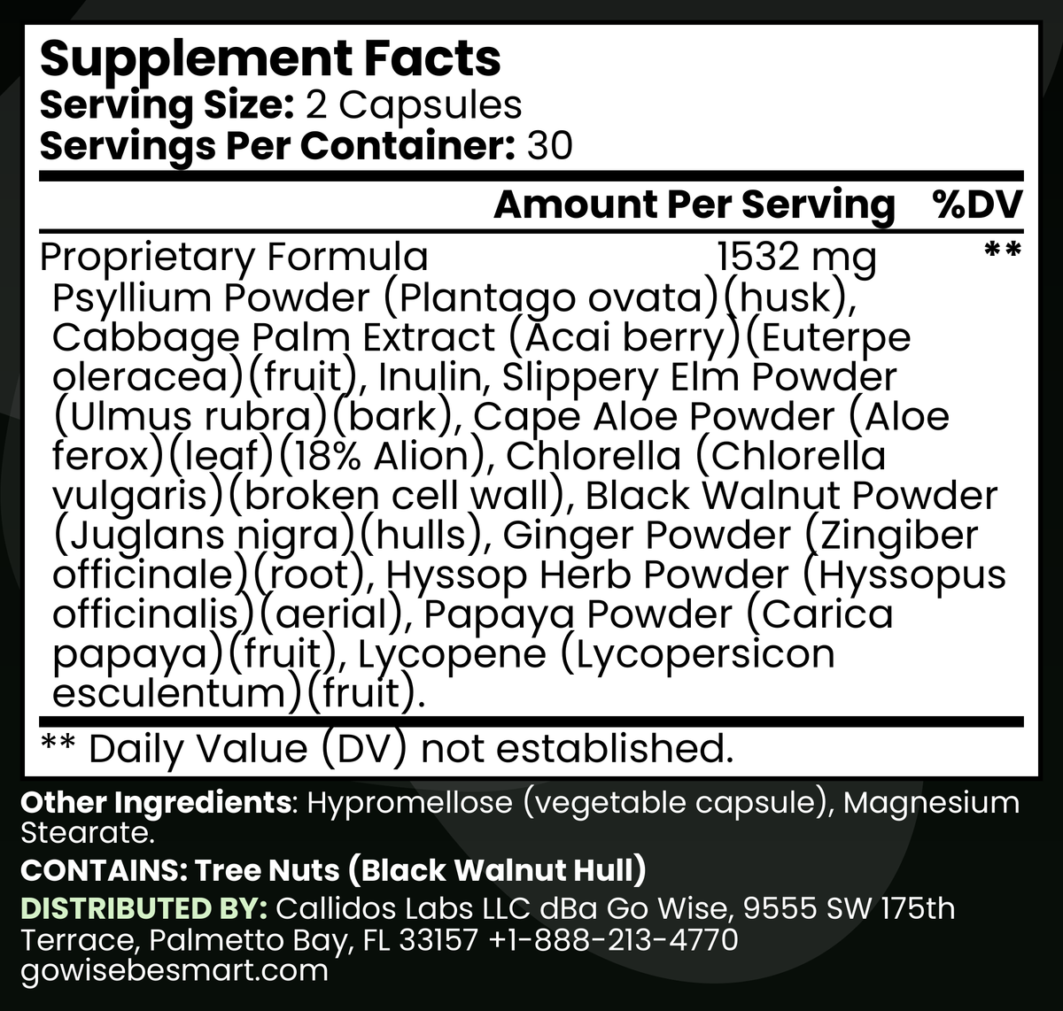 Go Wise Max Detox Supplement Facts