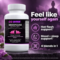 Go Wise Menopause Support — Black Cohosh, Chaste Berry, Maca, DIM & Probiotics — Hormone Balance, Sleep & Mood Support f
