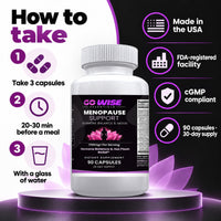 Go Wise Menopause Support — Black Cohosh, Chaste Berry, Maca, DIM & Probiotics — Hormone Balance, Sleep & Mood Support f