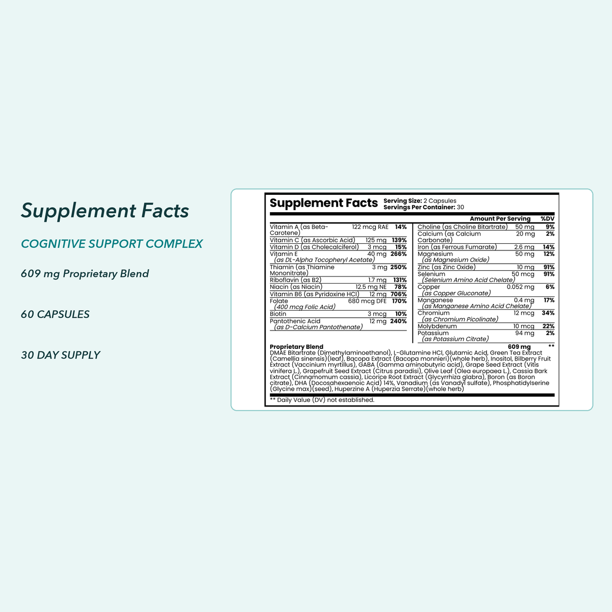 Go Wise neurovitalis ingredients