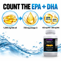 Go Wise Omega-3 Fish Oil 1200mg — 720mg Omega-3 with 432mg EPA & 288mg DHA — Natural Lemon Flavor for Heart, Brain & Joi