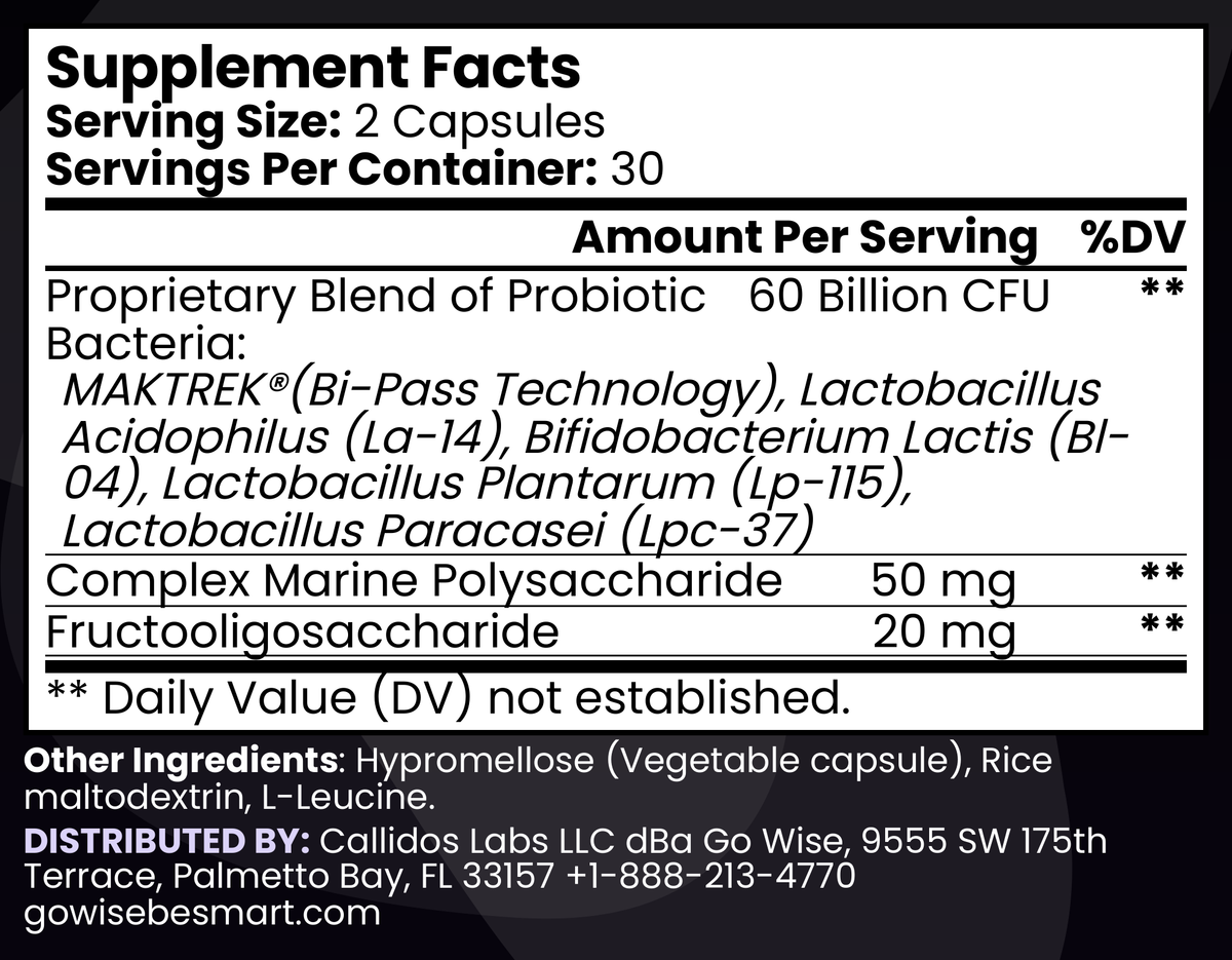 Go Wise Probiotic 60 Billion Supplement Facts