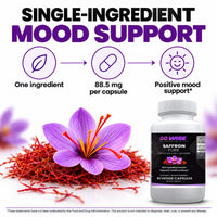 Go Wise Saffron Pure 88.5mg — Saffron Flower Extract (Crocus Sativus) for Positive Mood Support — One Capsule a Day — 60