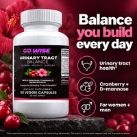 Go Wise Urinary Tract Balance — Cranberry with D-Mannose 1000mg, Hibiscus & Dandelion — Daily Bladder Support for Women 