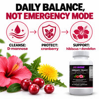 Go Wise Urinary Tract Balance — Cranberry with D-Mannose 1000mg, Hibiscus & Dandelion — Daily Bladder Support for Women 