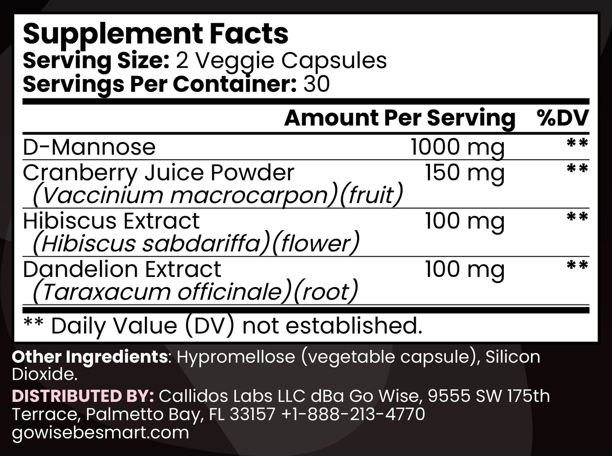 Go Wise Urinary Tract Balance Supplement Facts