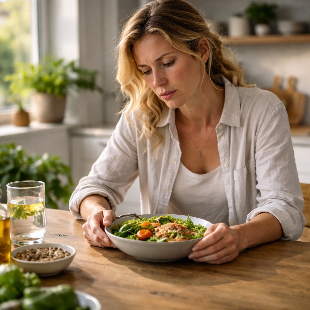 Woman preparing a healthy plant-based meal